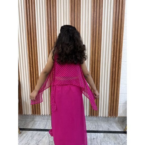 Gulabi Grace-Girls Pink Festive Skirt Set